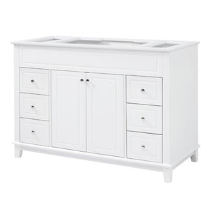 English Elm 46 Inch White Bathroom Vanity Cabinet with Six Soft Close Drawers and Pine Legs N759S111752K