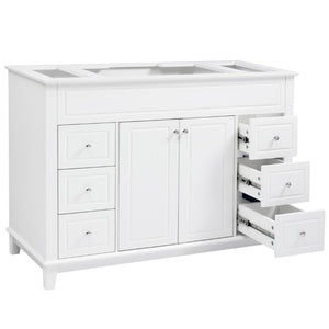 English Elm 46 Inch White Bathroom Vanity Cabinet with Six Soft Close Drawers and Pine Legs N759S111752K