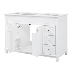 English Elm 46 Inch White Bathroom Vanity Cabinet with Six Soft Close Drawers and Pine Legs N759S111752K