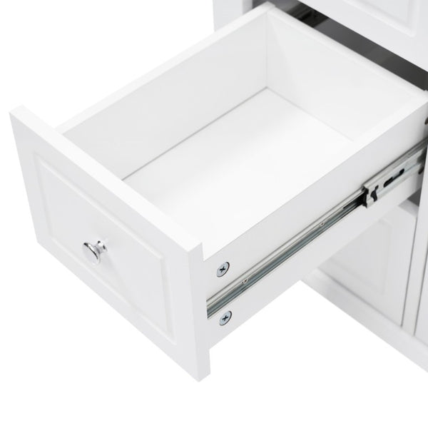English Elm 46 Inch White Bathroom Vanity Cabinet with Six Soft Close Drawers and Pine Legs N759S111752K