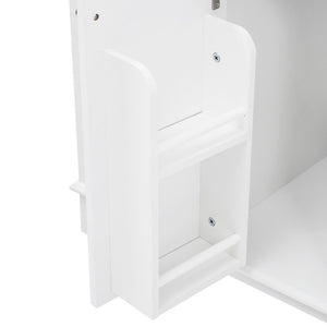 English Elm 46 Inch White Bathroom Vanity Cabinet with Six Soft Close Drawers and Pine Legs N759S111752K