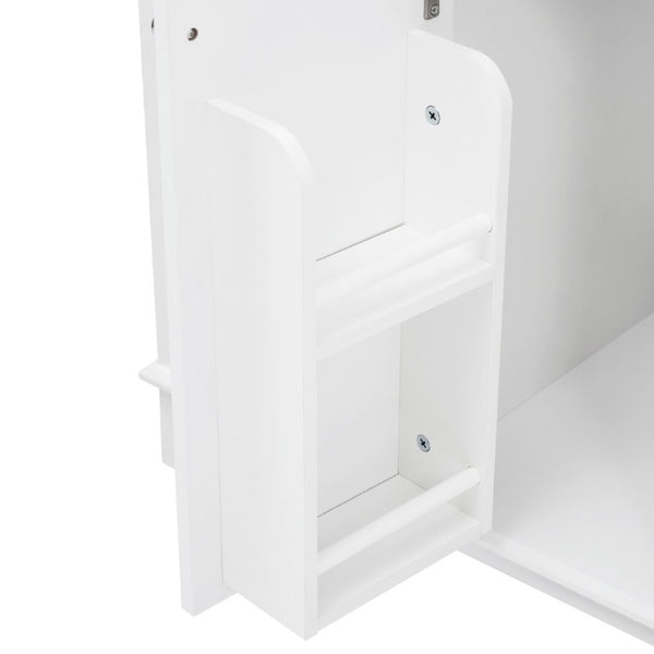 English Elm 46 Inch White Bathroom Vanity Cabinet with Six Soft Close Drawers and Pine Legs N759S111752K