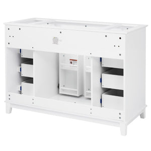 English Elm 46 Inch White Bathroom Vanity Cabinet with Six Soft Close Drawers and Pine Legs N759S111752K