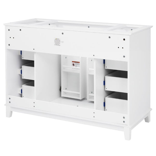 English Elm 46 Inch White Bathroom Vanity Cabinet with Six Soft Close Drawers and Pine Legs N759S111752K