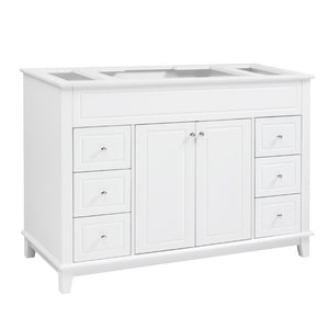English Elm 46 Inch White Bathroom Vanity Cabinet with Six Soft Close Drawers and Pine Legs N759S111752K