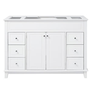 English Elm 46 Inch White Bathroom Vanity Cabinet with Six Soft Close Drawers and Pine Legs N759S111752K