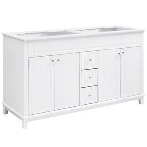 English Elm 58 Inch Freestanding Bathroom Vanity Cabinet with Soft Close Drawers and Pine Legs N759S111759K