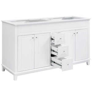 English Elm 58 Inch Freestanding Bathroom Vanity Cabinet with Soft Close Drawers and Pine Legs N759S111759K