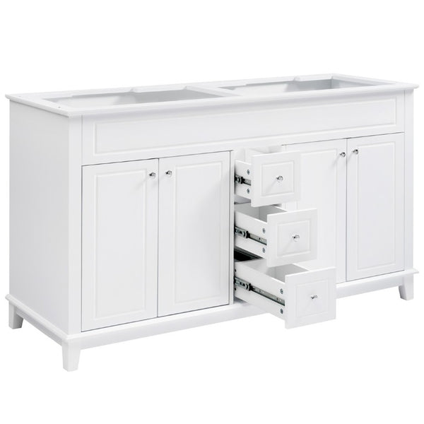 English Elm 58 Inch Freestanding Bathroom Vanity Cabinet with Soft Close Drawers and Pine Legs N759S111759K