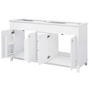 English Elm 58 Inch Freestanding Bathroom Vanity Cabinet with Soft Close Drawers and Pine Legs N759S111759K
