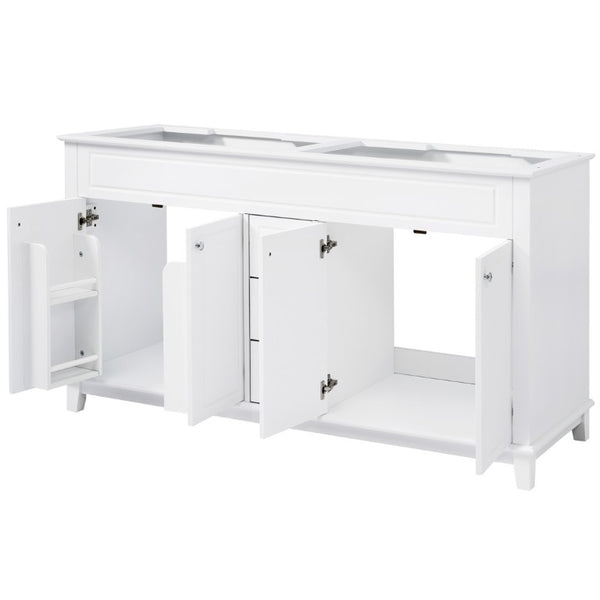 English Elm 58 Inch Freestanding Bathroom Vanity Cabinet with Soft Close Drawers and Pine Legs N759S111759K