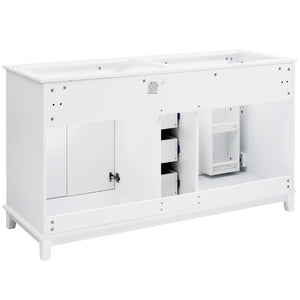 English Elm 58 Inch Freestanding Bathroom Vanity Cabinet with Soft Close Drawers and Pine Legs N759S111759K