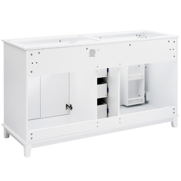 English Elm 58 Inch Freestanding Bathroom Vanity Cabinet with Soft Close Drawers and Pine Legs N759S111759K