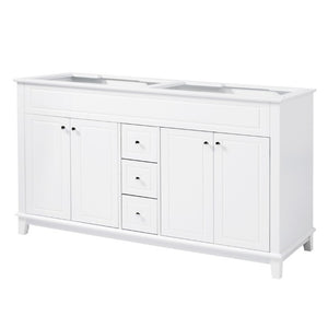 English Elm 58 Inch Freestanding Bathroom Vanity Cabinet with Soft Close Drawers and Pine Legs N759S111759K