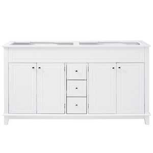 English Elm 58 Inch Freestanding Bathroom Vanity Cabinet with Soft Close Drawers and Pine Legs N759S111759K