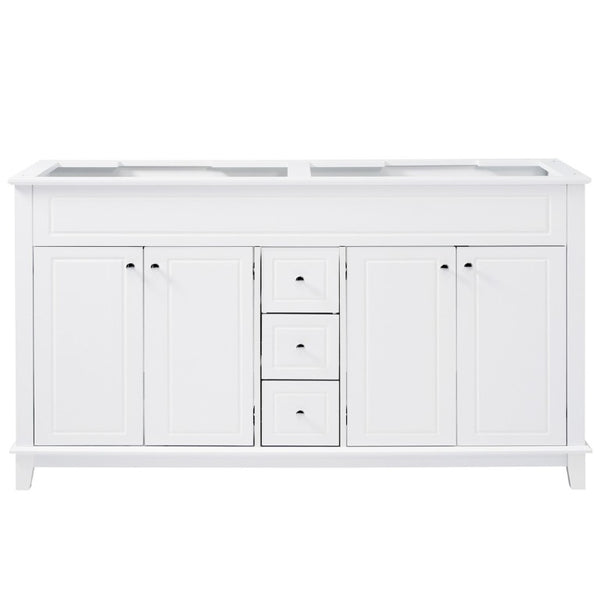 English Elm 58 Inch Freestanding Bathroom Vanity Cabinet with Soft Close Drawers and Pine Legs N759S111759K