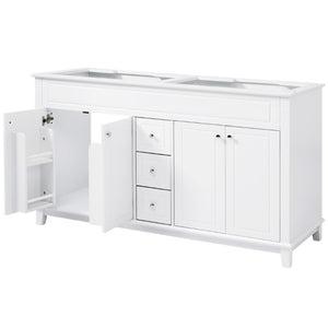 English Elm 58 Inch Freestanding Bathroom Vanity Cabinet with Soft Close Drawers and Pine Legs N759S111759K