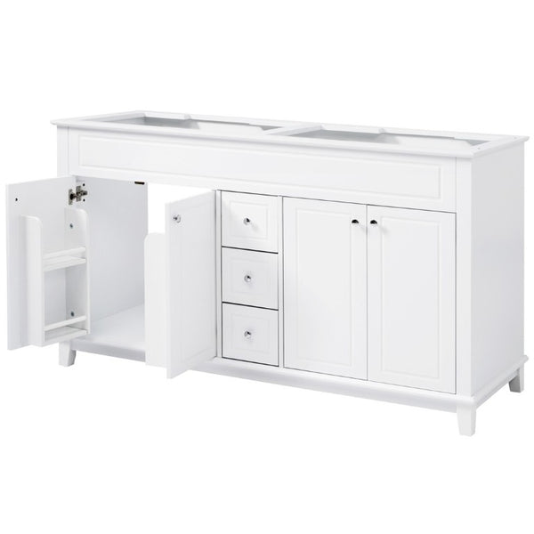 English Elm 58 Inch Freestanding Bathroom Vanity Cabinet with Soft Close Drawers and Pine Legs N759S111759K