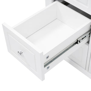 English Elm Video 48 Inch Freestanding Bathroom Vanity Resin Sink Six Soft Close Drawers White N759S221752K