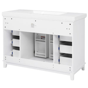 English Elm Video 48 Inch Freestanding Bathroom Vanity Resin Sink Six Soft Close Drawers White N759S221752K