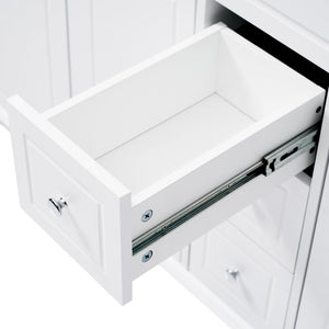 English Elm Video 60 Inch Freestanding Bathroom Vanity Dual Resin Sinks Soft Close Storage White N759S221759K
