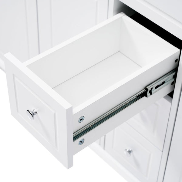 English Elm Video 60 Inch Freestanding Bathroom Vanity Dual Resin Sinks Soft Close Storage White N759S221759K