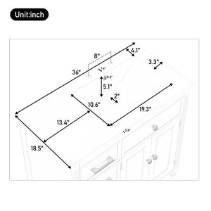 English Elm Video 36 Inch Bathroom Vanity with Ceramic Sink Soft Close Drawers Acacia Legs Gray Black N759S284623B