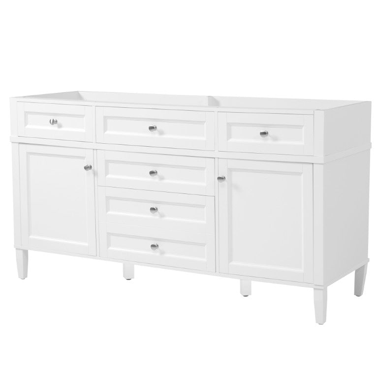 English Elm 58.7 Inch Freestanding Bathroom Vanity Cabinet MDF Body Soft Close Storage White N759S459609K