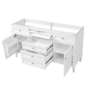 English Elm 58.7 Inch Freestanding Bathroom Vanity Cabinet MDF Body Soft Close Storage White N759S459609K