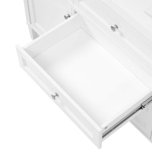 English Elm 58.7 Inch Freestanding Bathroom Vanity Cabinet MDF Body Soft Close Storage White N759S459609K