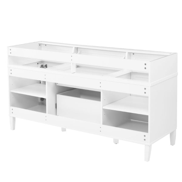 English Elm 58.7 Inch Freestanding Bathroom Vanity Cabinet MDF Body Soft Close Storage White N759S459609K
