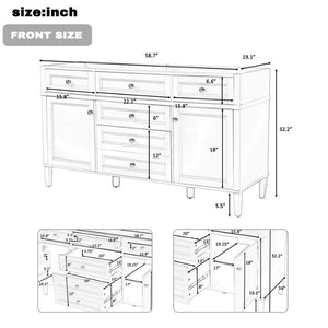 English Elm 58.7 Inch Freestanding Bathroom Vanity Cabinet MDF Body Soft Close Storage White N759S459609K