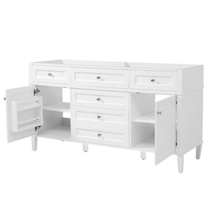 English Elm 58.7 Inch Freestanding Bathroom Vanity Cabinet MDF Body Soft Close Storage White N759S459609K