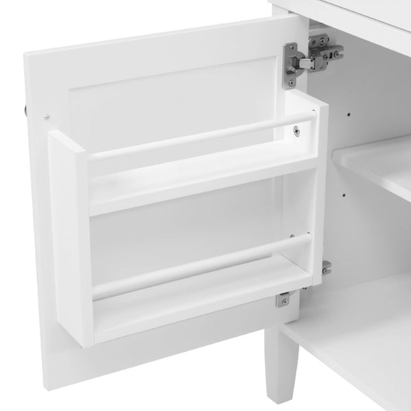 English Elm Video 30 Inch Freestanding Bathroom Vanity with Ceramic Sink and Rubberwood Legs in White 59.1 inches Solid Wood+MDF+Resin N759S459610K