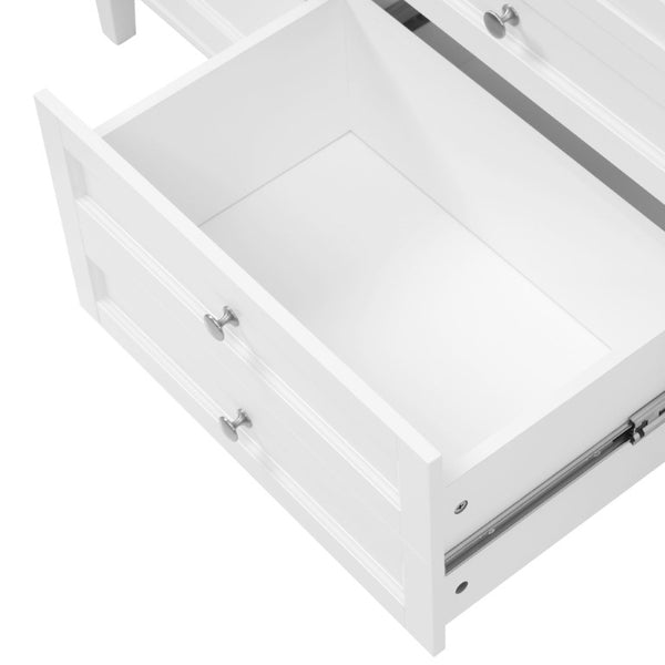 English Elm Video 30 Inch Freestanding Bathroom Vanity with Ceramic Sink and Rubberwood Legs in White 59.1 inches Solid Wood+MDF+Resin N759S459610K