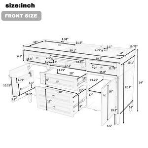 English Elm Video 30 Inch Freestanding Bathroom Vanity with Ceramic Sink and Rubberwood Legs in White 59.1 inches Solid Wood+MDF+Resin N759S459610K