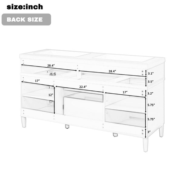 English Elm Video 30 Inch Freestanding Bathroom Vanity with Ceramic Sink and Rubberwood Legs in White 59.1 inches Solid Wood+MDF+Resin N759S459610K