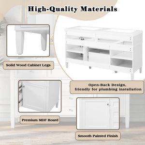 English Elm Video 30 Inch Freestanding Bathroom Vanity with Ceramic Sink and Rubberwood Legs in White 59.1 inches Solid Wood+MDF+Resin N759S459610K
