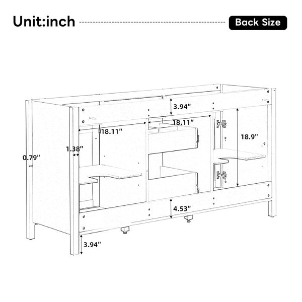 English Elm Video 30 Inch Freestanding Bathroom Vanity with Ceramic Sink and Rubberwood Legs in White 59.1 inches MDF,Resin N759S459611K