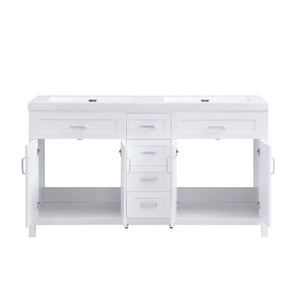 English Elm Video 59 Inch Double Sink Bathroom Vanity White MDF Resin Top Soft Close Storage N759S459612K