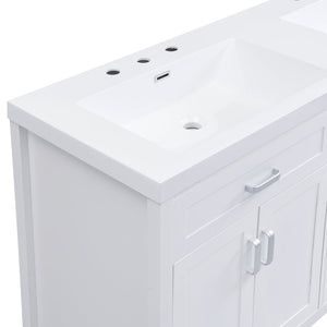 English Elm Video 59 Inch Double Sink Bathroom Vanity White MDF Resin Top Soft Close Storage N759S459612K