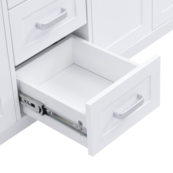 English Elm Video 59 Inch Double Sink Bathroom Vanity White MDF Resin Top Soft Close Storage N759S459612K