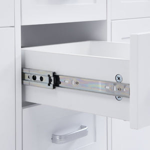 English Elm Video 59 Inch Double Sink Bathroom Vanity White MDF Resin Top Soft Close Storage N759S459612K