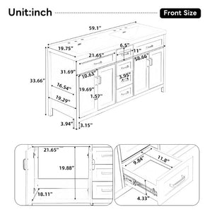 English Elm Video 59 Inch Double Sink Bathroom Vanity White MDF Resin Top Soft Close Storage N759S459612K