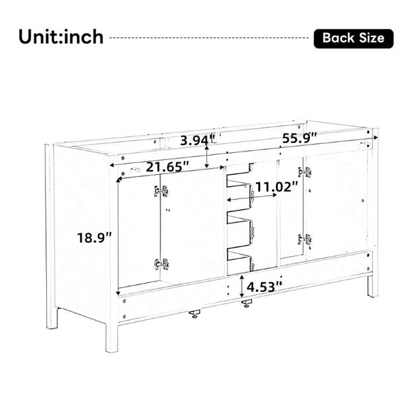 English Elm Video 59 Inch Double Sink Bathroom Vanity White MDF Resin Top Soft Close Storage N759S459612K