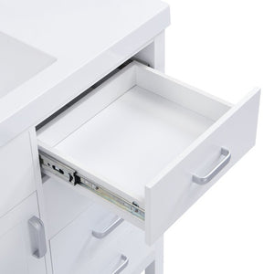 English Elm Video 47 Inch Freestanding Bathroom Vanity with Resin Sink Six Soft Close Drawers White MDF N759S459613K