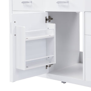 English Elm Video 47 Inch Freestanding Bathroom Vanity with Resin Sink Six Soft Close Drawers White MDF N759S459613K