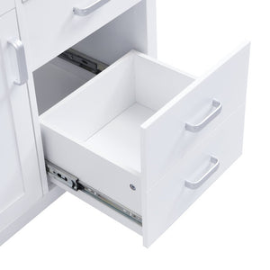 English Elm Video 47 Inch Freestanding Bathroom Vanity with Resin Sink Six Soft Close Drawers White MDF N759S459613K