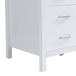 English Elm Video 47 Inch Freestanding Bathroom Vanity with Resin Sink Six Soft Close Drawers White MDF N759S459613K