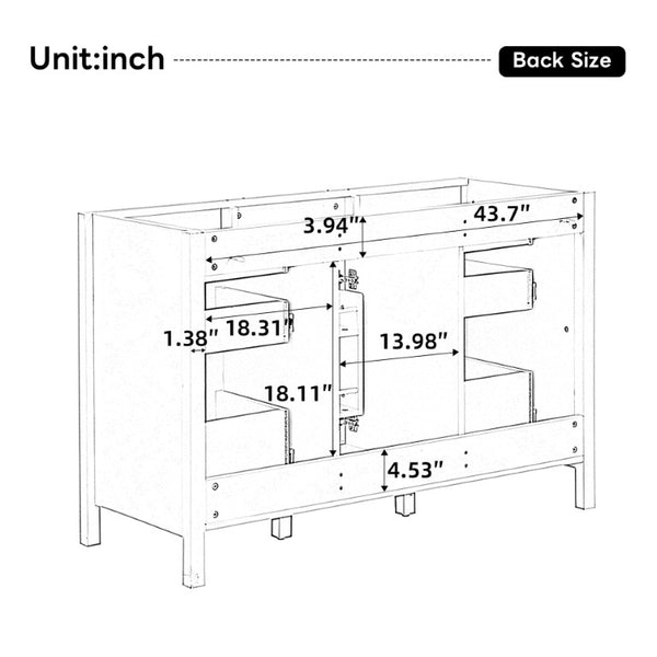 English Elm Video 47 Inch Freestanding Bathroom Vanity with Resin Sink Six Soft Close Drawers White MDF N759S459613K